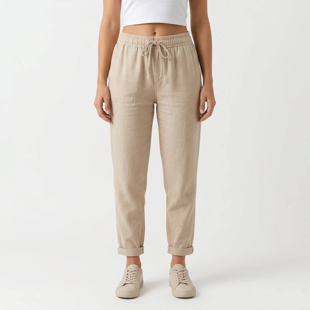 Relaxed Elastic Waist Pants For Women
