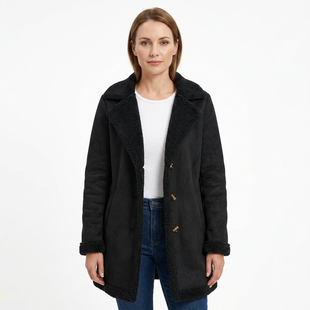 Classic Double Breasted Long Coat For Women