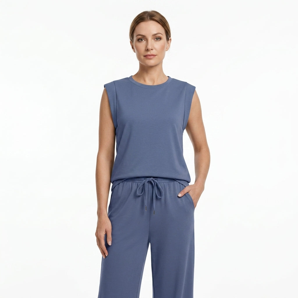 Relaxed Wide Leg Two-Piece Set For Women