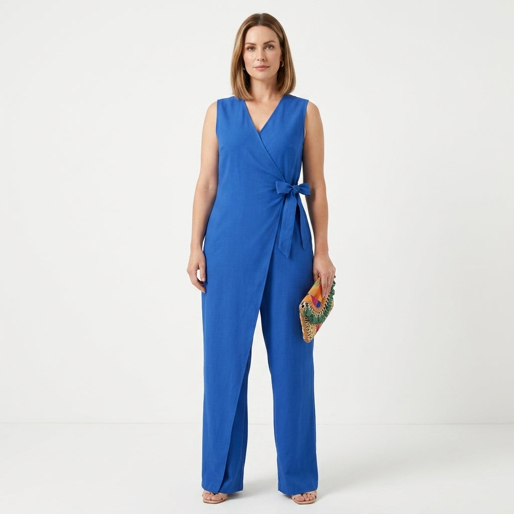Sleeveless Wrap Design Jumpsuit For Women