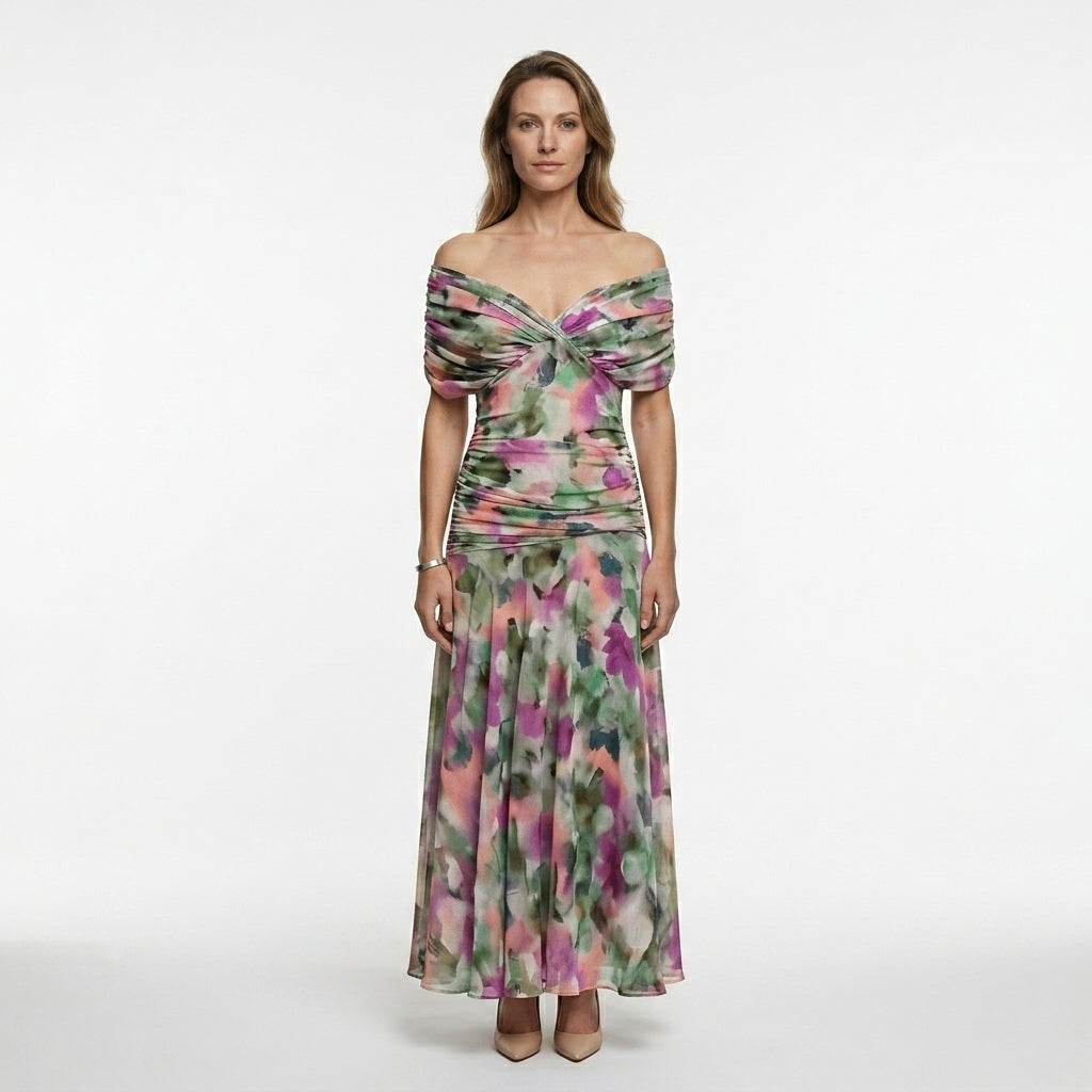 Floral V-Neck Maxi Dress For Women