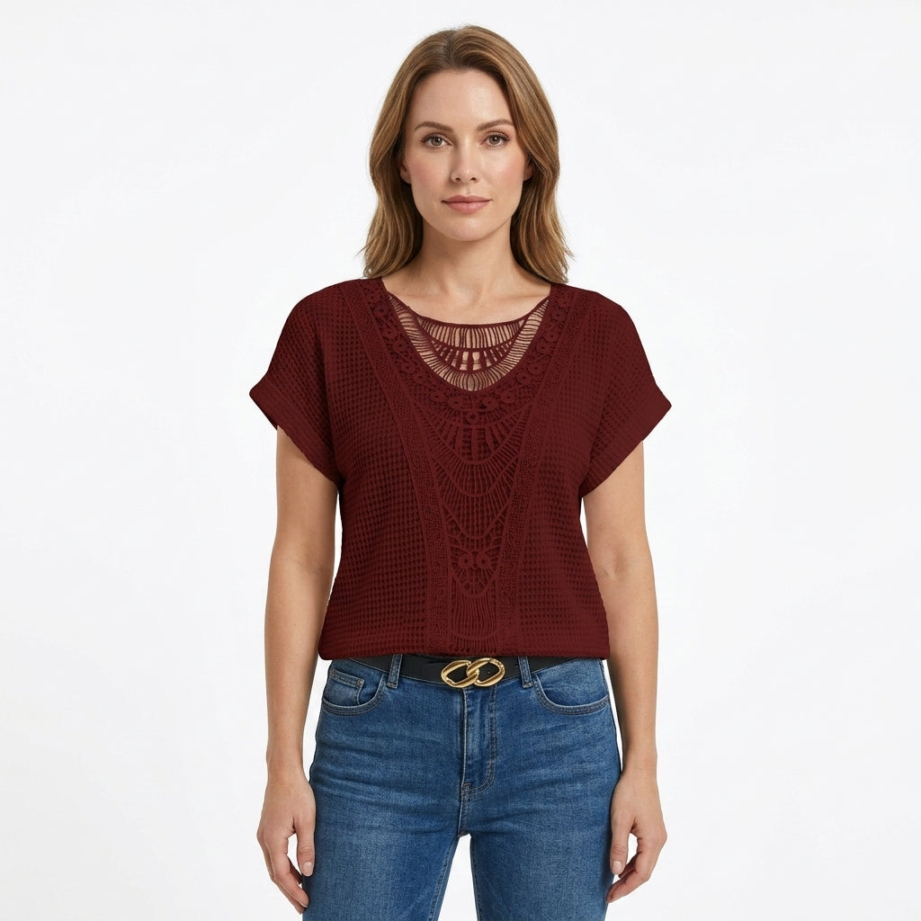 Lace Detail Ibiza Style Blouse For Women