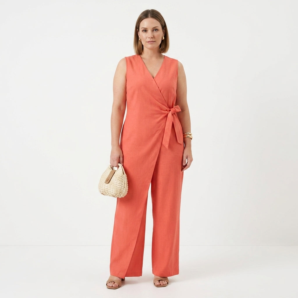 Sleeveless Wrap Design Jumpsuit For Women