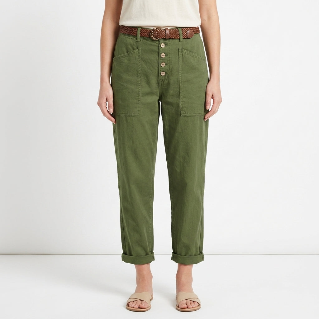 High Waist Utility Pants For Women