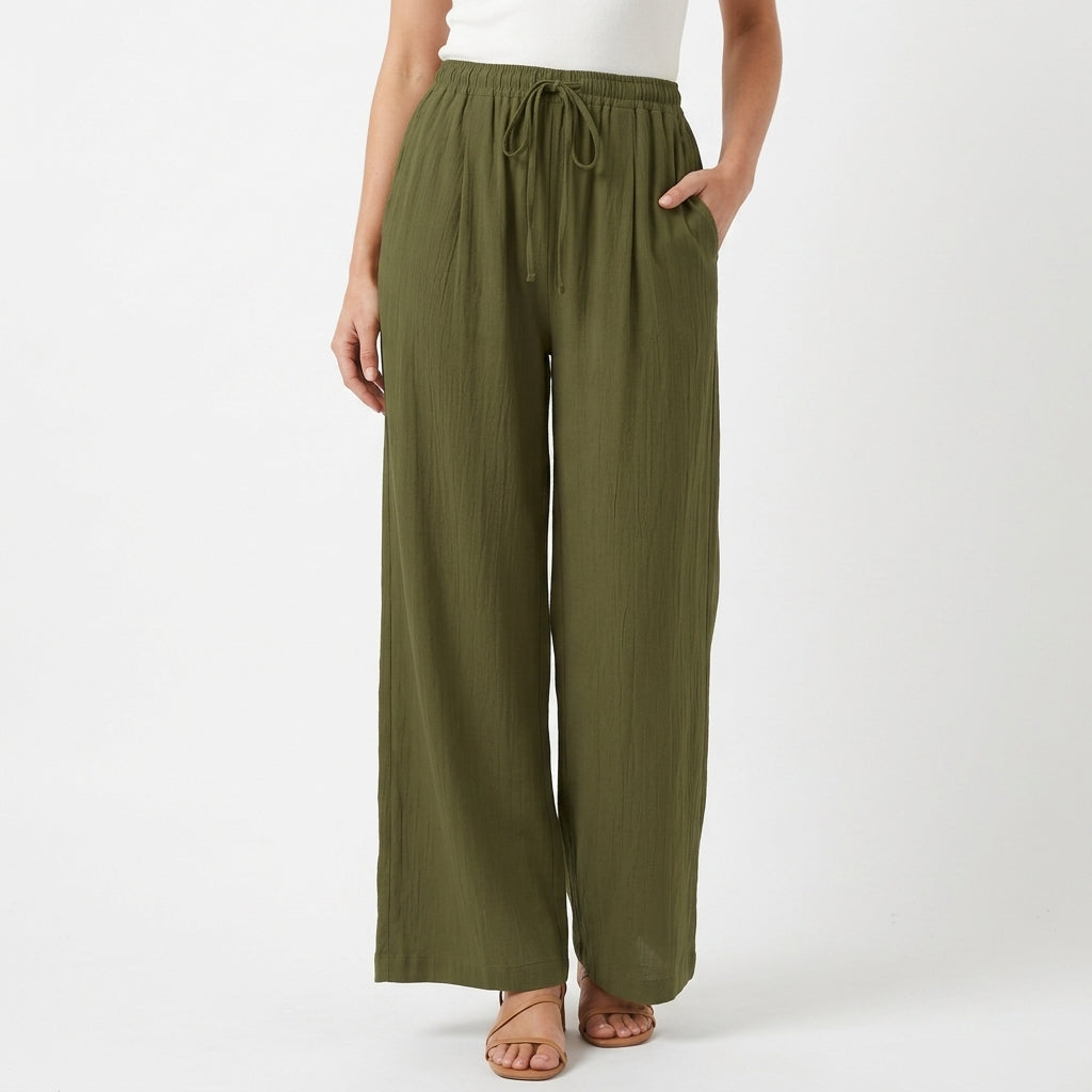 Relaxed Drawstring Casual Pants For Women