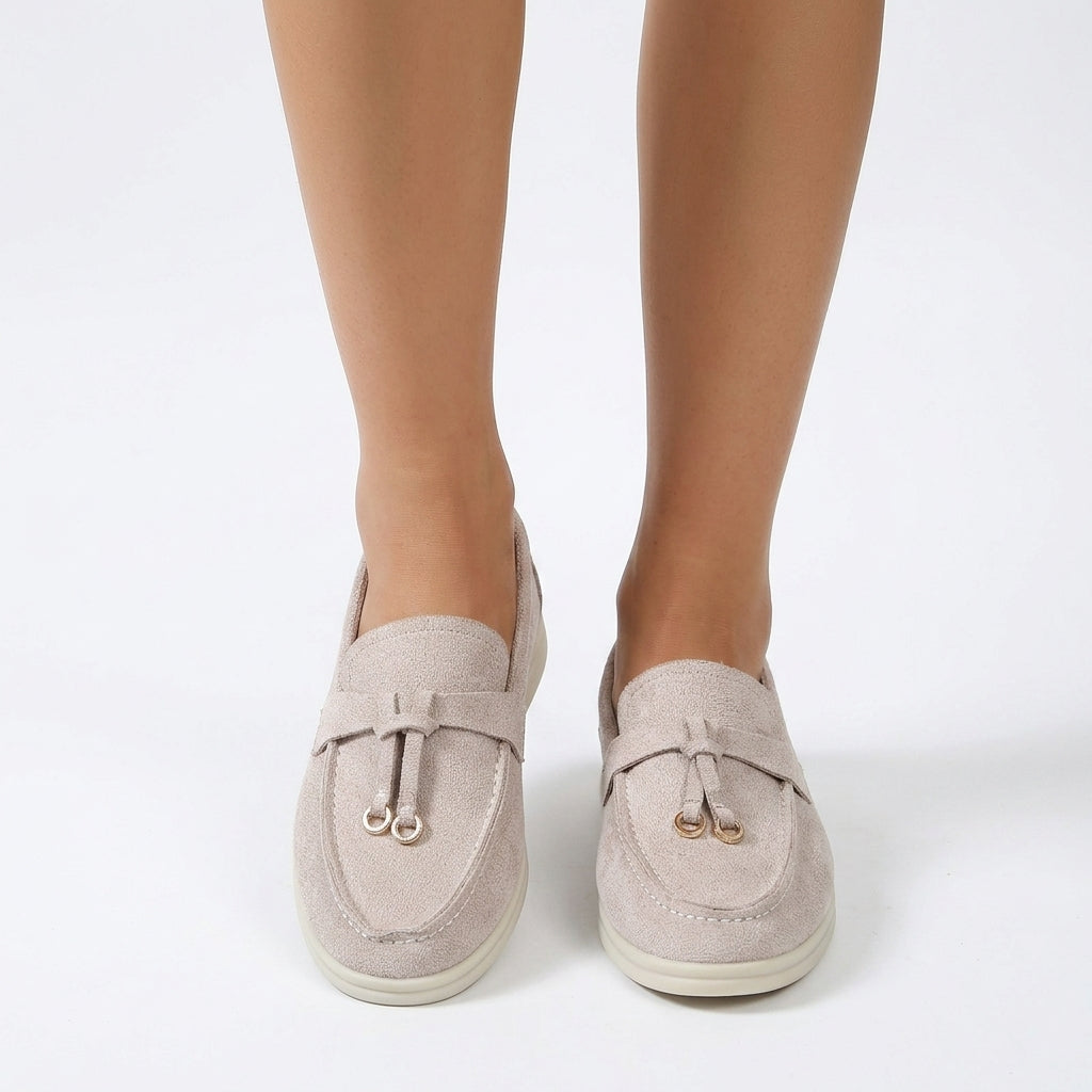 Beige Supportive Moccasins For Women