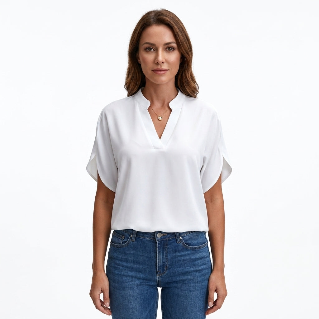 Loose V-Neck Shirt For Women