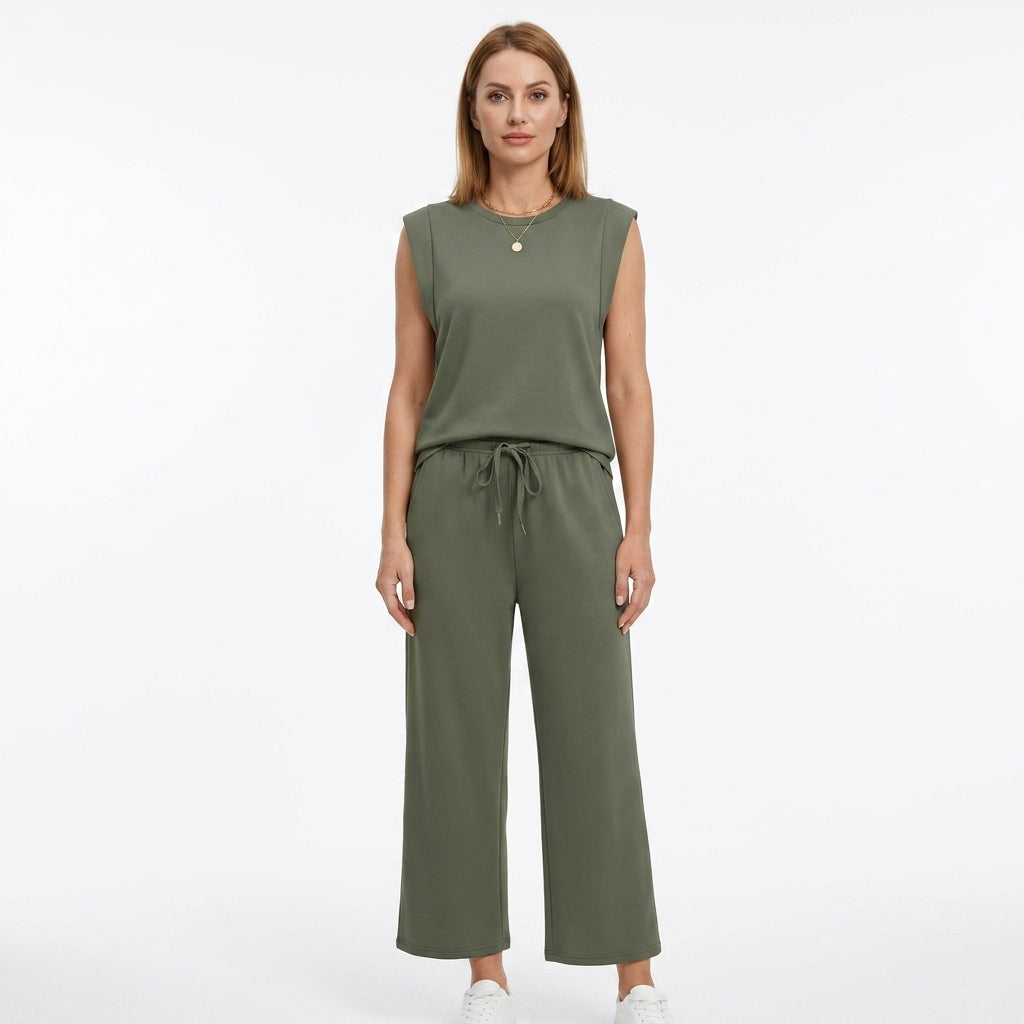 Relaxed Wide Leg Two-Piece Set For Women