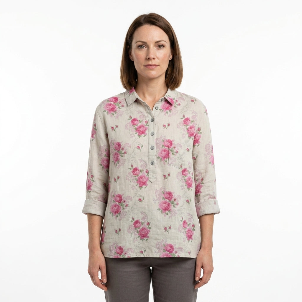 Tailored Floral Button Shirt For Women