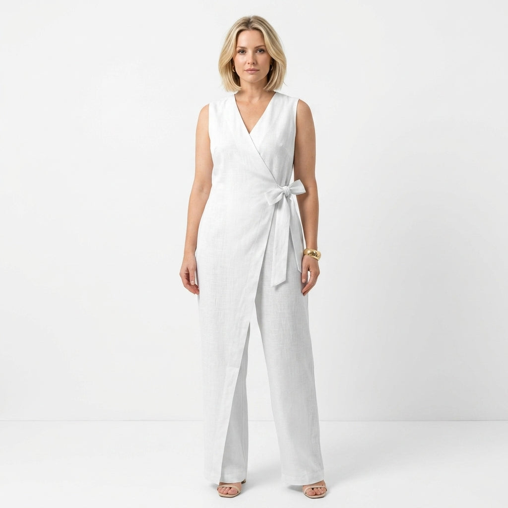 Sleeveless Wrap Design Jumpsuit For Women