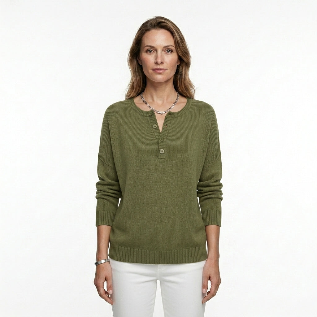Relaxed Button Front Sweatshirt For Women