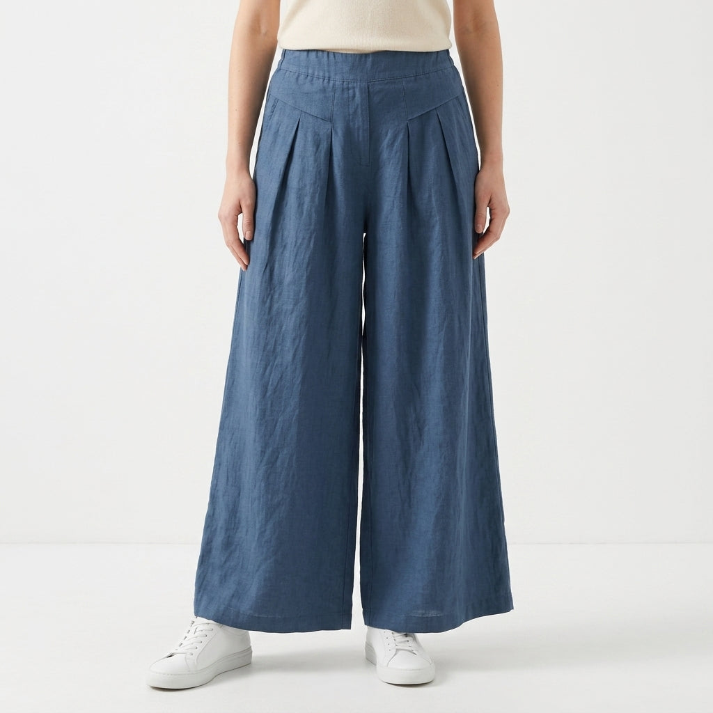 Vintage Wide Leg Cropped Pants For Women