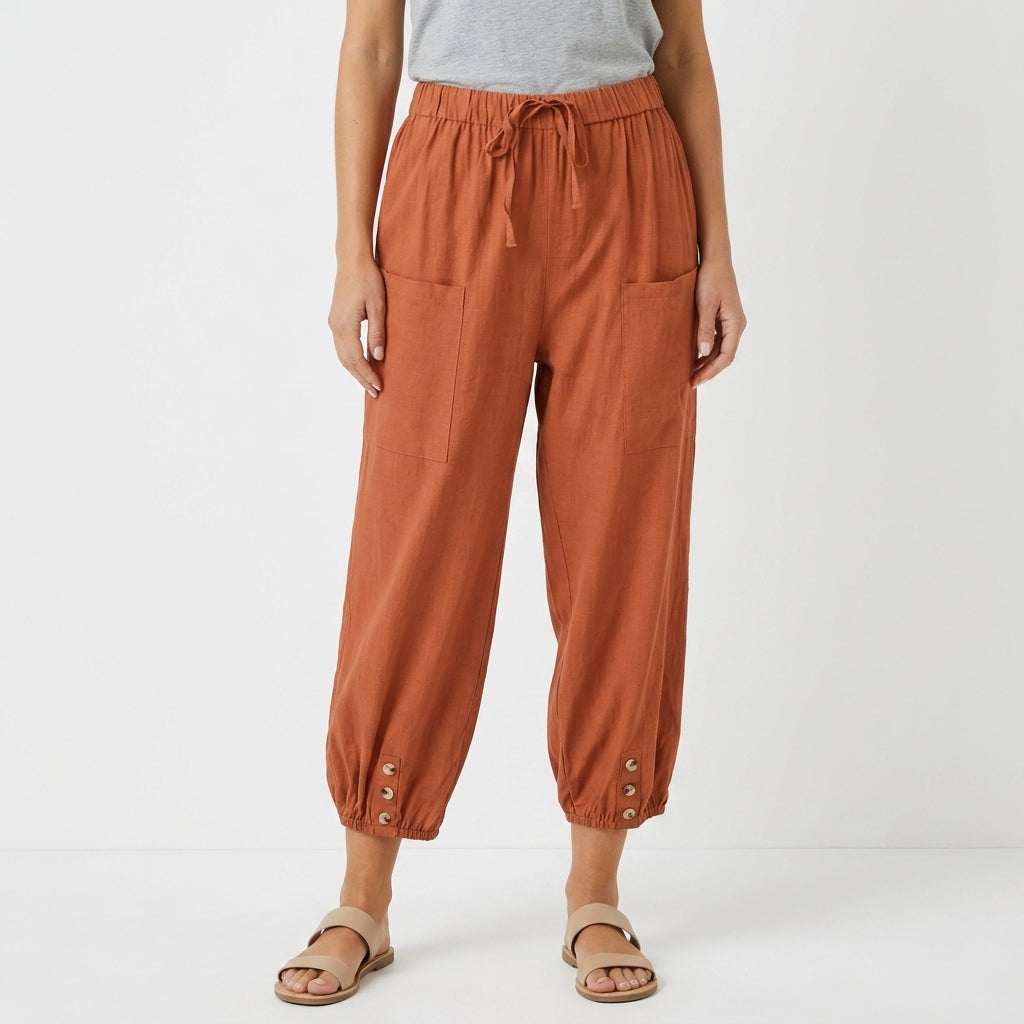 Relaxed Elastic Waist Pants For Women