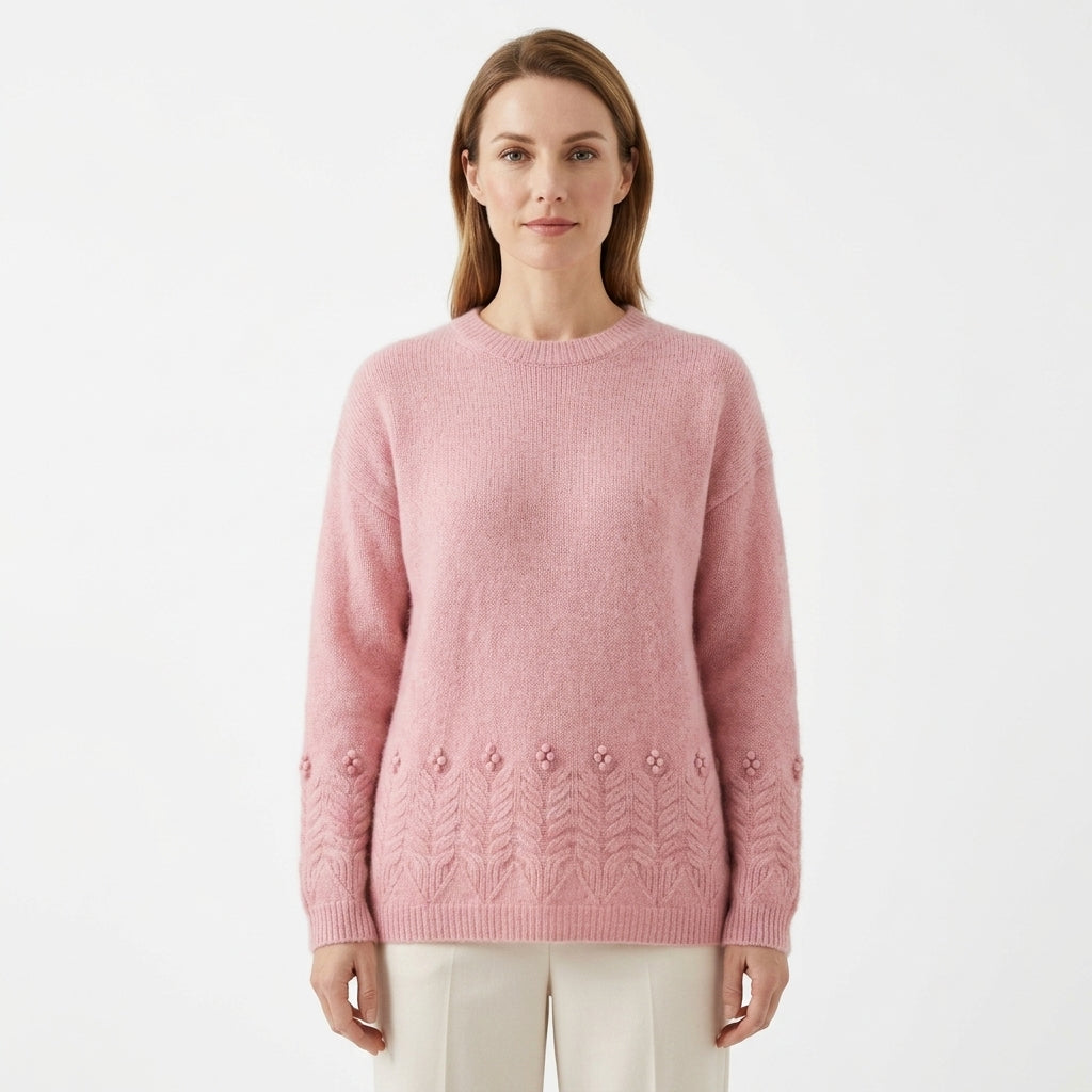 Scandinavian Floral Statement Sweater For Women