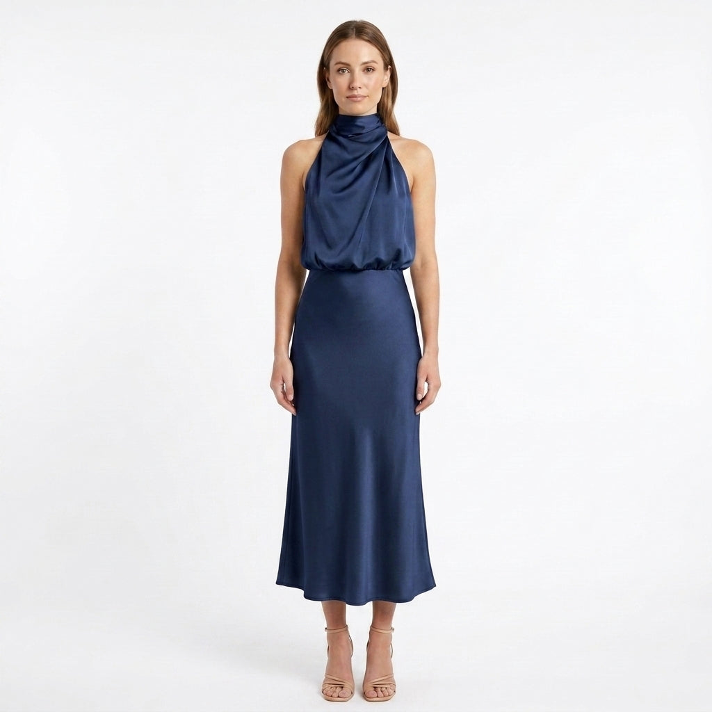 Draped Halter Evening Dress For Women