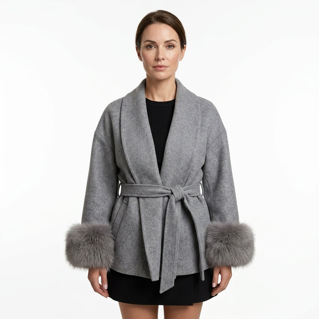 Elegant Belted Winter Coat For Women