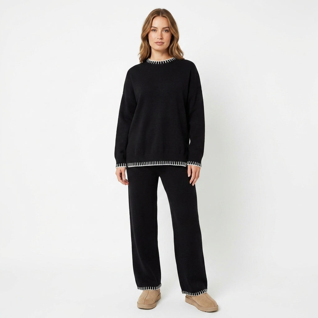 Knitted Top And Pants Set For Women