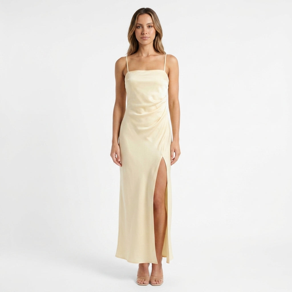 Copper Square Neck Maxi Dress For Women