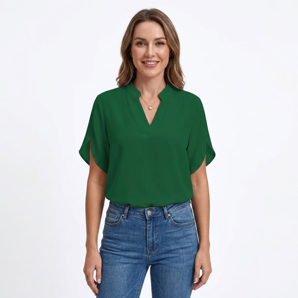 Loose V-Neck Shirt For Women
