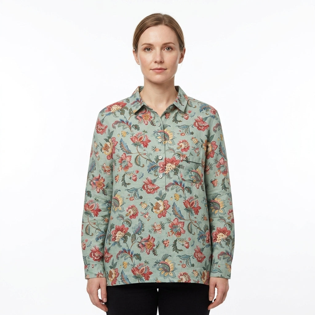 Tailored Floral Button Shirt For Women