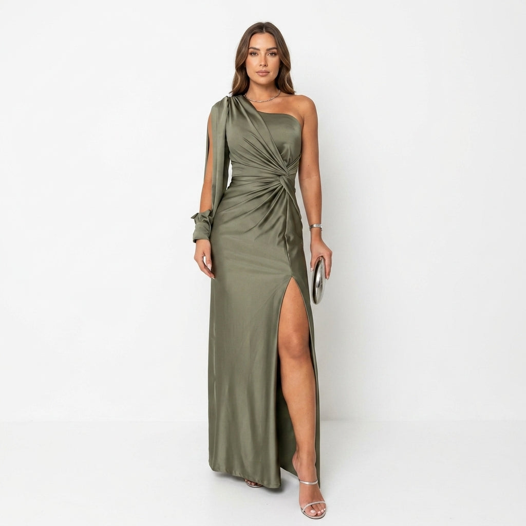 One-Shoulder Flowing Evening Dress For Women