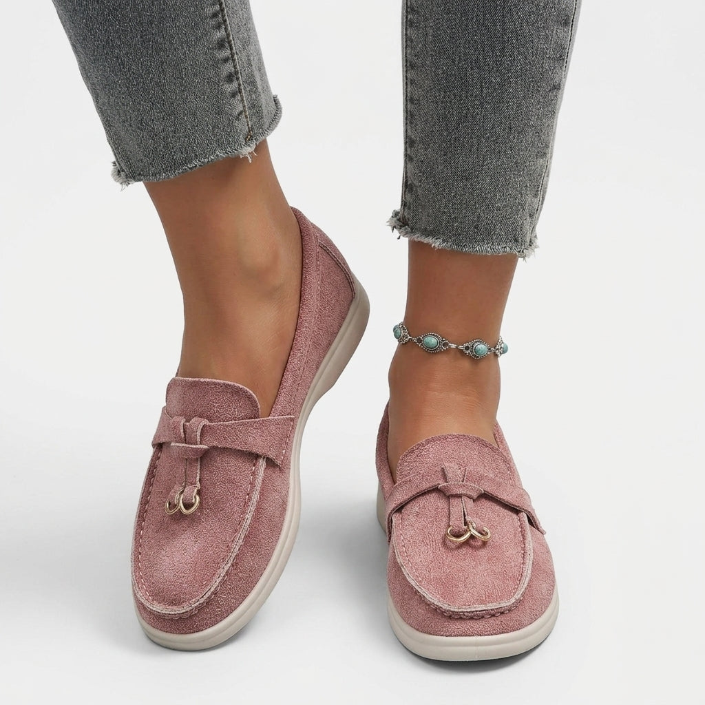 Beige Supportive Moccasins For Women