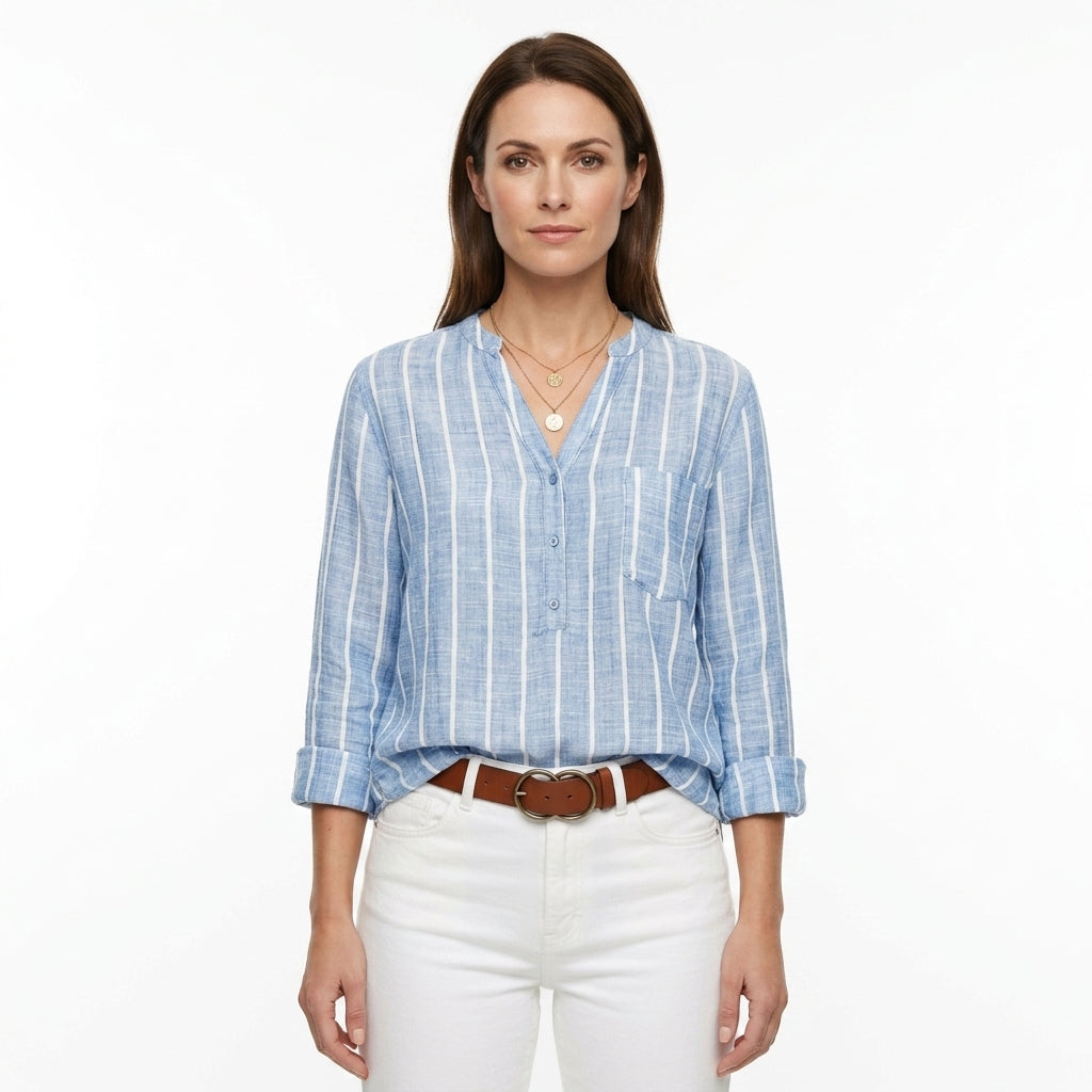 Long Sleeve Striped Blouse For Women