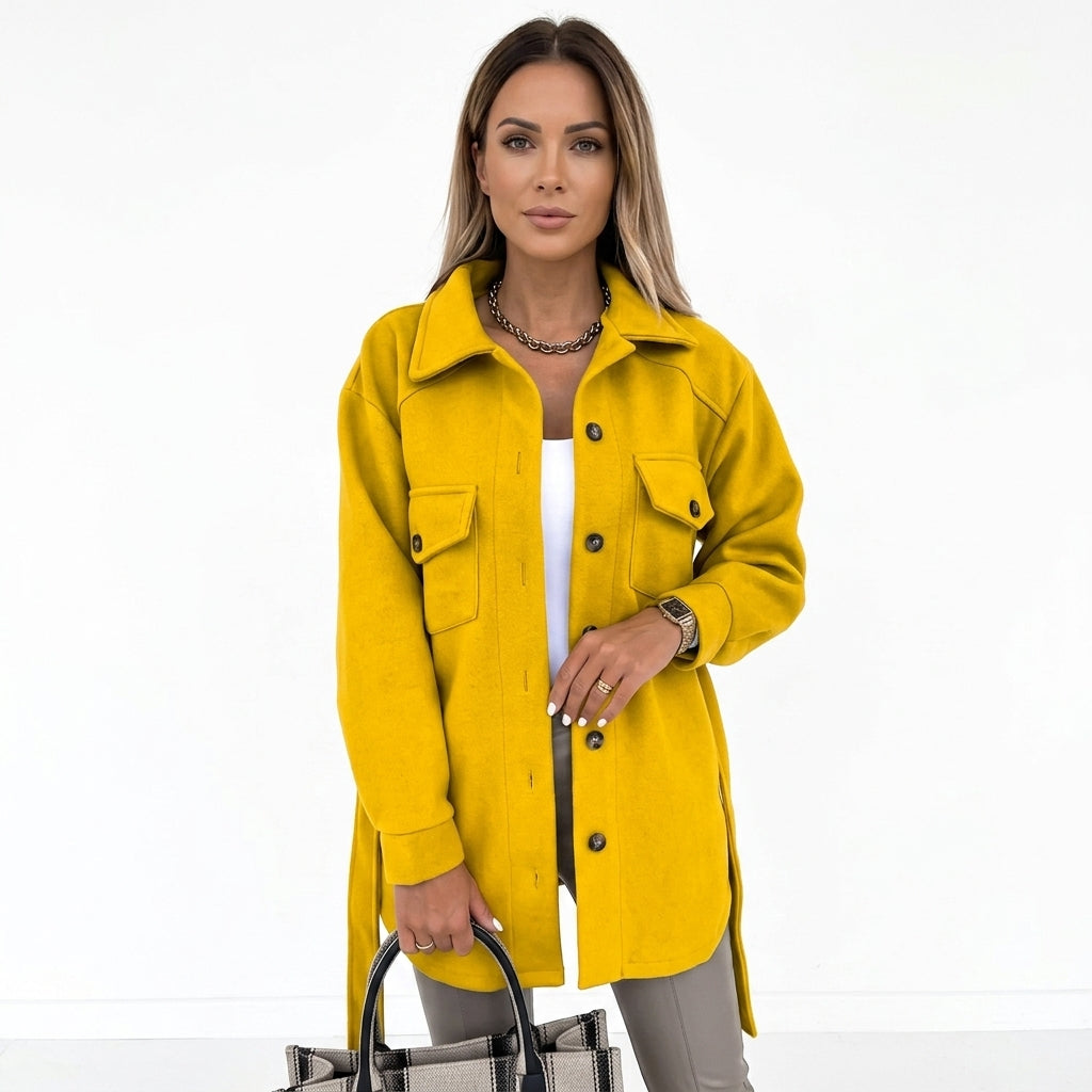 Long Button-Up Knit Coat For Women
