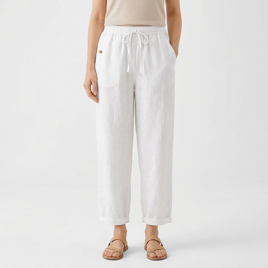Relaxed Drawstring Pocket Pants For Women