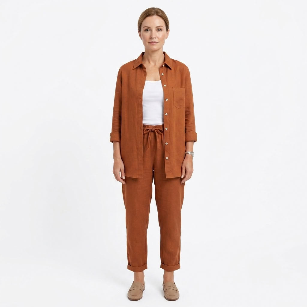 Long Sleeve Top And Pants Set For Women