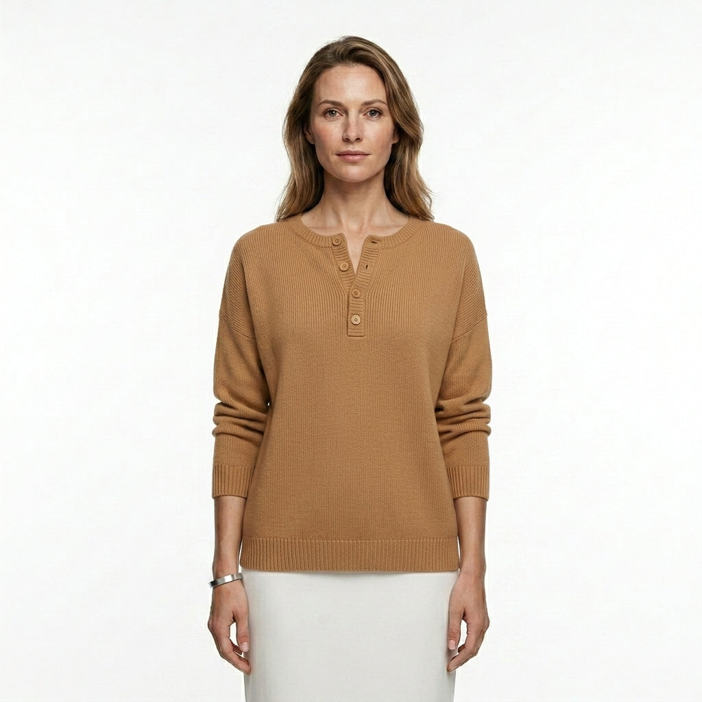 Relaxed Button Front Sweatshirt For Women