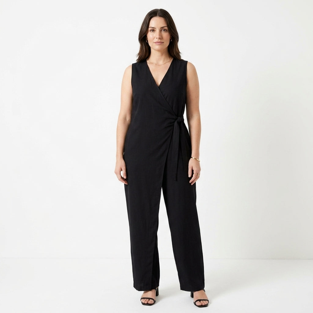 Sleeveless Wrap Design Jumpsuit For Women