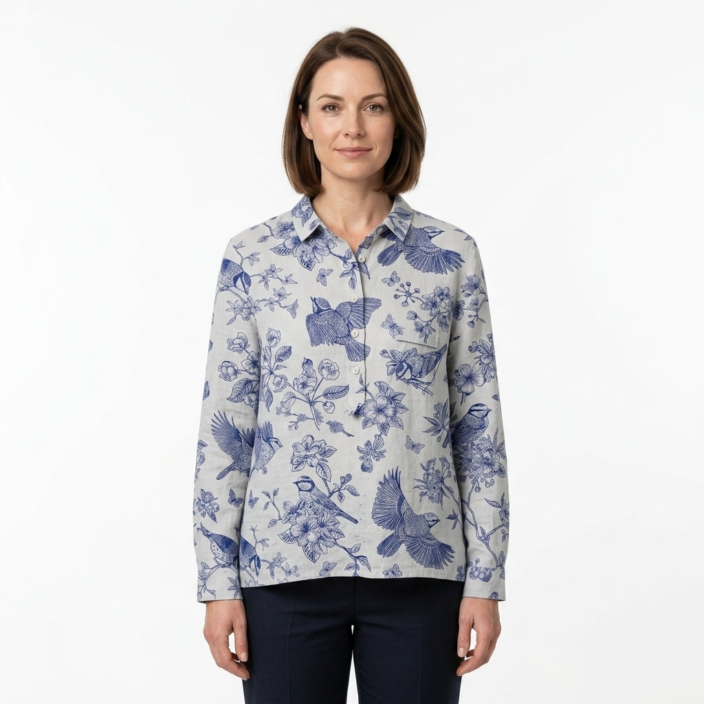 Tailored Floral Button Shirt For Women