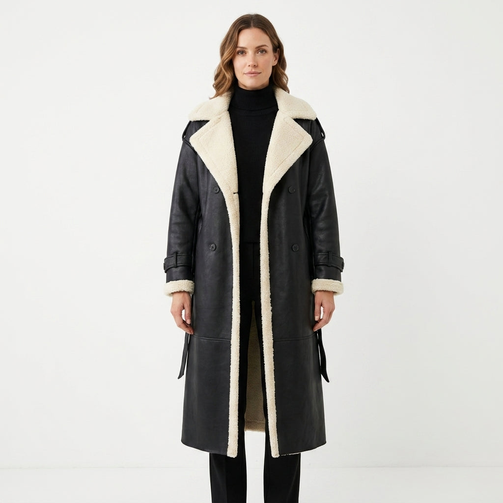 Shearling Wool Blend Button Vest For Women
