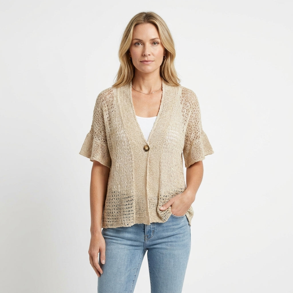 Structured V-Neck Button Top For Women
