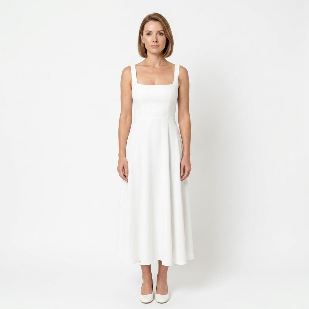 Square Neck Flowing Maxi Dress For Women