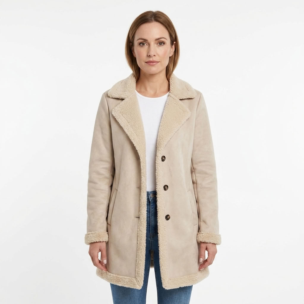 Classic Double Breasted Long Coat For Women