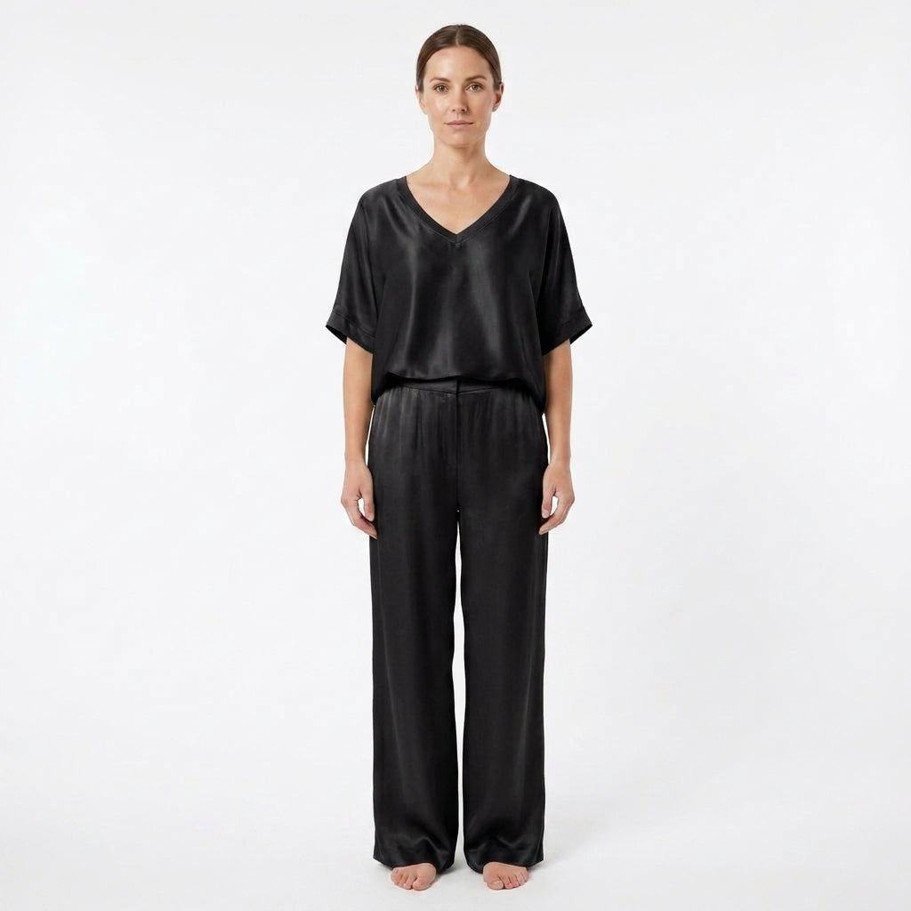 Women’s V-Neck Matching Top and Pants Set