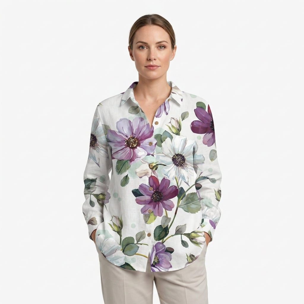 Long Sleeve Floral Blouse For Women