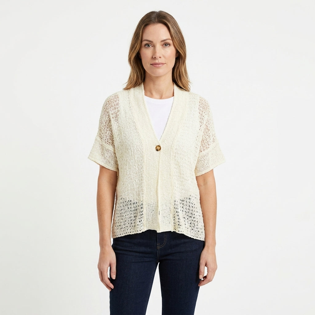 Structured V-Neck Button Top For Women