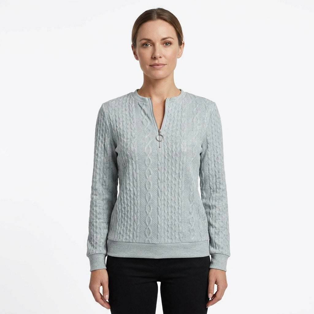 Textured Contrast Trim Turtleneck Sweater For Women