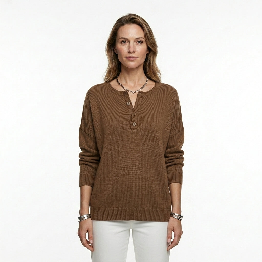 Relaxed Button Front Sweatshirt For Women