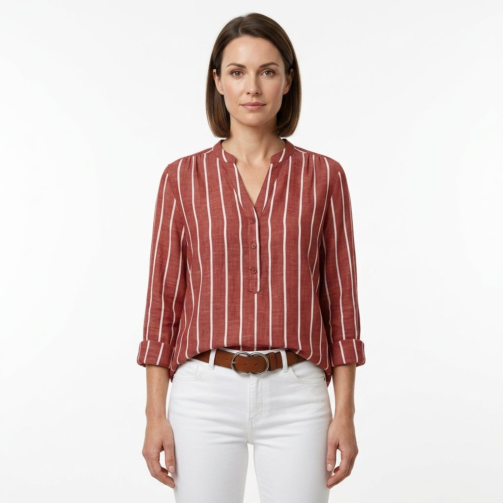 Long Sleeve Striped Blouse For Women