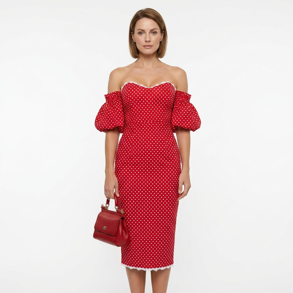 Elegant Lace Trim Pencil Dress For Women