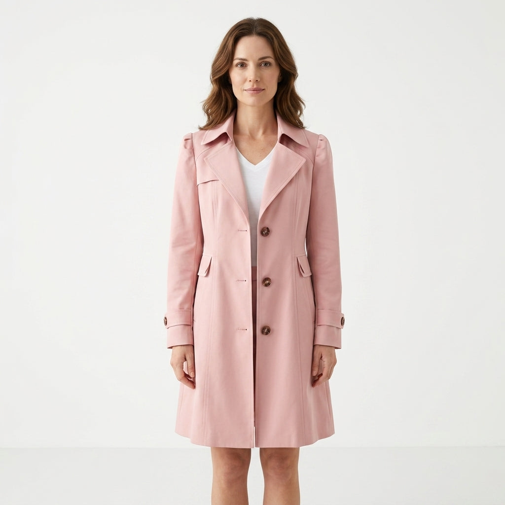 Cotton Nylon Classic Trench Coat For Women