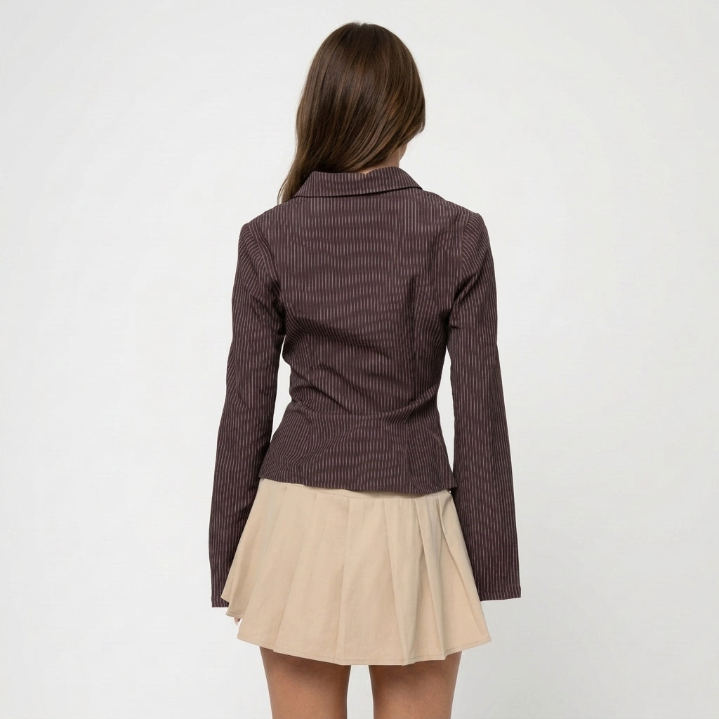 Striped Flared Sleeve Blouse For Women