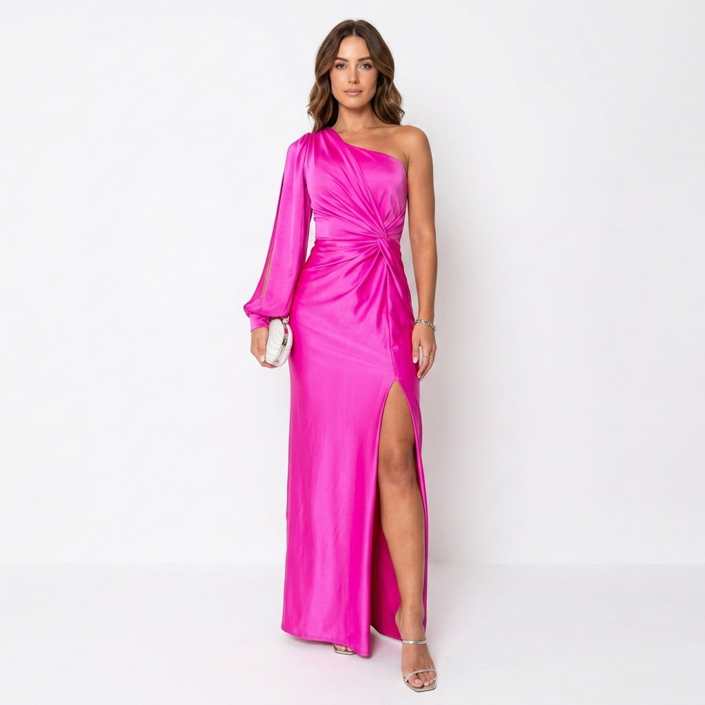 One-Shoulder Flowing Evening Dress For Women