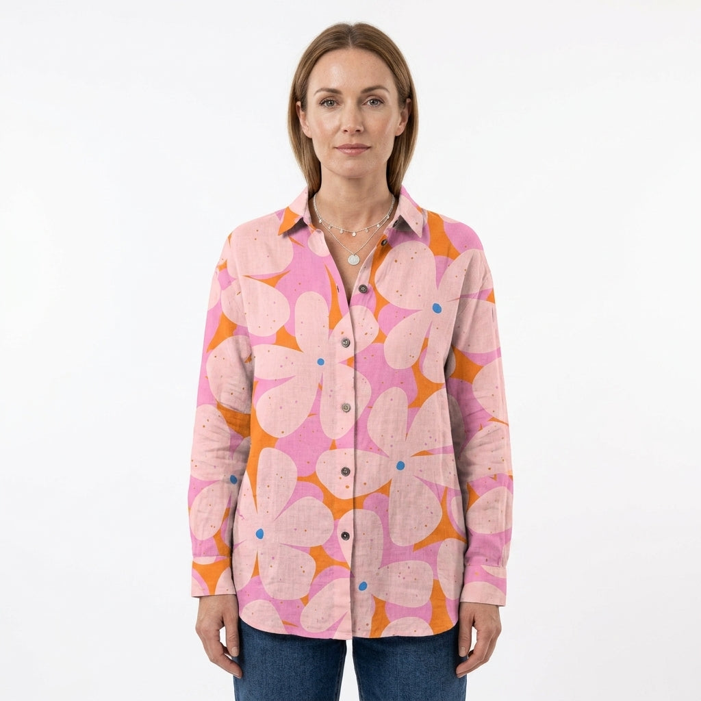 Long Sleeve Floral Blouse For Women