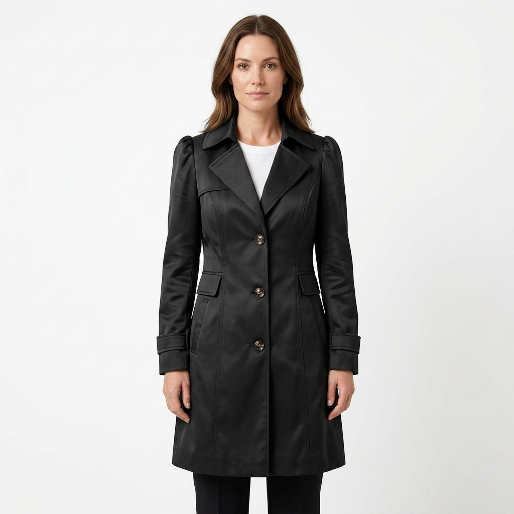 Cotton Nylon Classic Trench Coat For Women