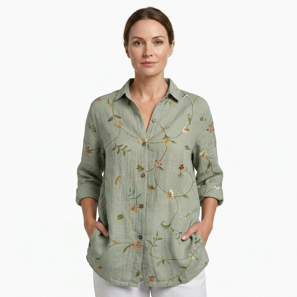 Long Sleeve Floral Blouse For Women